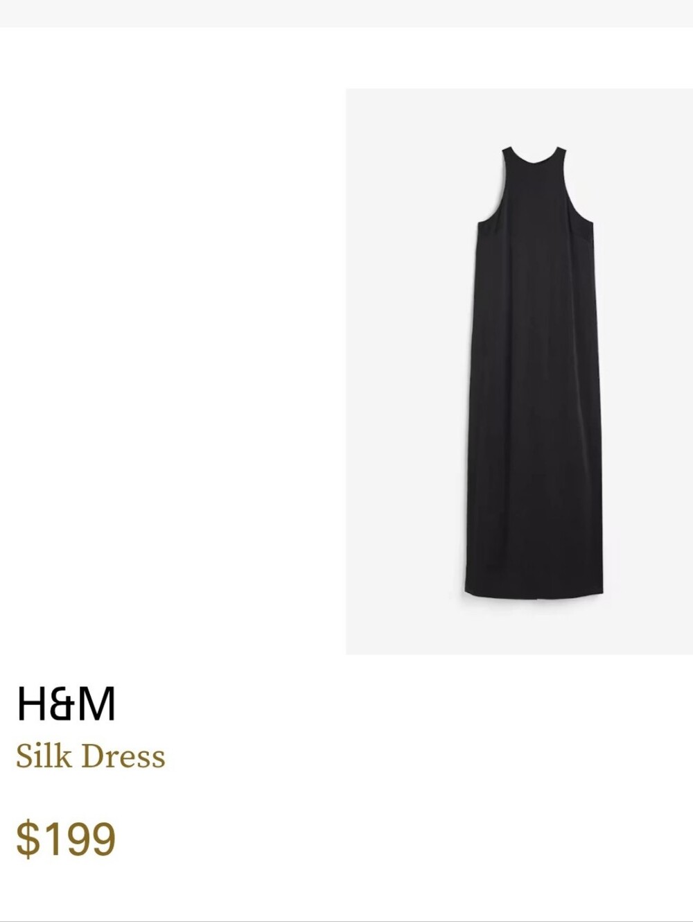 H&M Black Sleeveless Silk Maxi Dress